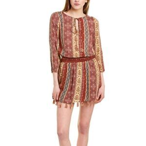 Sadie & Sage Printed Blouson Dress in Rust
